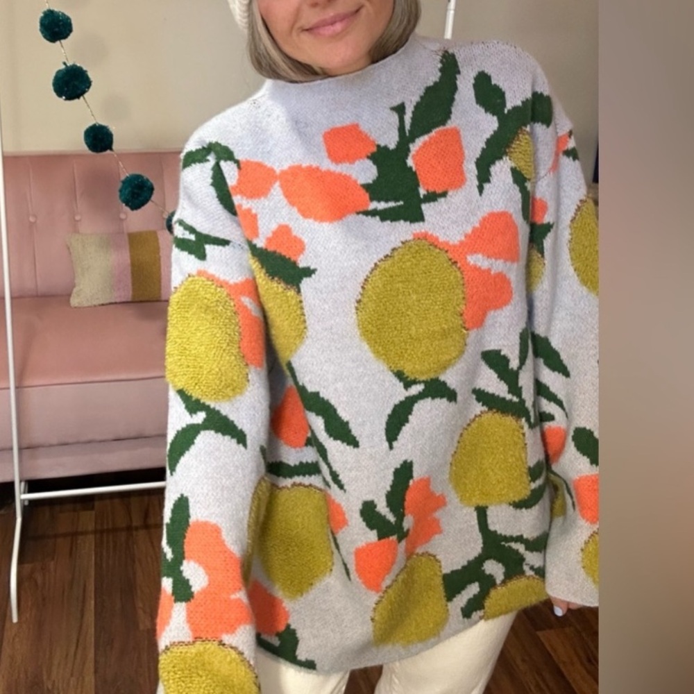 Mango Farm Sweater Floral Patterned Sweater - Multicolor
